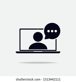 Online Training In Laptop Icon. Vector Illustration