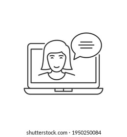 Online training in laptop line icon concept isolated on white background. Vector illustration