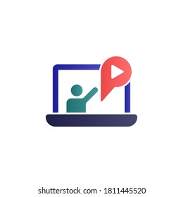 Online training, lecture, notebook color gradient vector icon