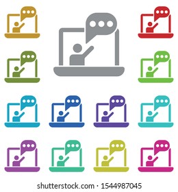 Online training, lecture, notebook, presentation multi color icon. Simple glyph, flat vector of online traning icons for ui and ux, website or mobile application