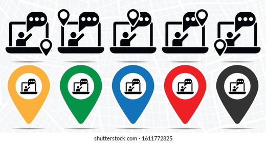 Online training, lecture, notebook, presentation icon in location set. Simple glyph, flat illustration element of online traning theme icons