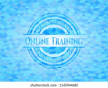 Online Training light blue mosaic emblem