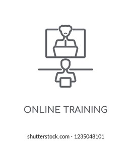 online training linear icon. Modern outline online training logo concept on white background from E-learning and education collection. Suitable for use on web apps, mobile apps and print media.