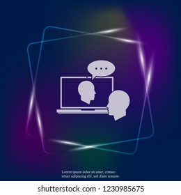 Online training neon light icon. Remote web training. Symbol of online learning, webinar. Layers grouped for easy editing illustration. For your design.