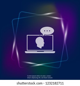 Online training neon light icon. Remote web training. Symbol of online learning, webinar. Layers grouped for easy editing illustration. For your design.