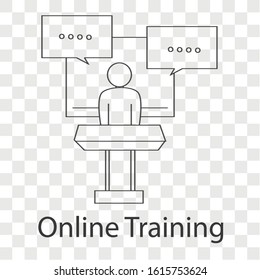 Online training on transparency background. Creative idea design for your project. Flat vector illustration for template, brochure or presentation.