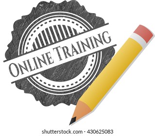 Online Training pencil strokes emblem