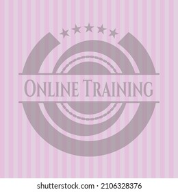Online Training pink emblem. Vector Illustration. 