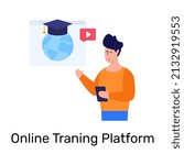 Online training platform flat icon is visually perfect 


