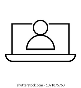 Online training process icon. Webinar seminar vector illustration. E-learning business concept.