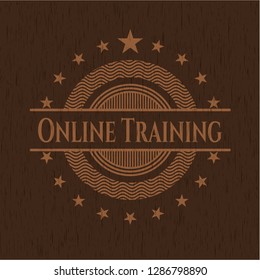 Online Training retro style wooden emblem