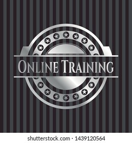 Online Training silver shiny emblem]. Vector Illustration. Mosaic.