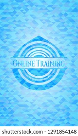 Online Training sky blue mosaic emblem