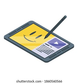 Symbol für Online-Schulungstabletten Isometrisch für Online-Fortbildung, Vektorsymbol für Webdesign einzeln auf weißem Hintergrund