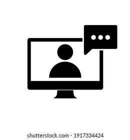 Online-Schulung, Vektorsymbol. Online-Schule. Videokonferenz. Internet-Webinar. Videoanruf-Studie Computergestützte Fernunterricht. Notebook-Unterricht für Medien. einzeln auf weißem Hintergrund.