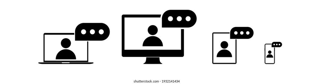 Online training vector icon. on-line school. video conference. internet webinar. Video call study. Computer based distance education. laptop class media course. isolated on white background.