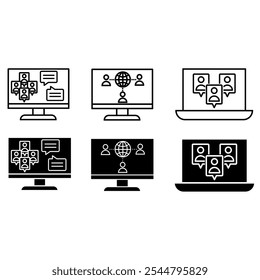 Icono de Vector de entrenamiento en línea. símbolo de ilustración de seminario web. símbolo de conferencia.