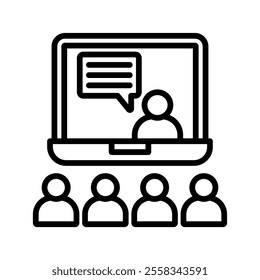 Online Training Vector Lineal Icon on white background.