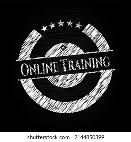Online Training written with chalkboard texture. Vector Illustration. Detailed. 