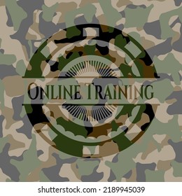 Online Training written on a camo texture. Vector Illustration. Detailed. 