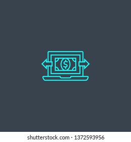 online transaction concept blue line icon. Simple thin element on dark background. online transaction concept outline symbol design. Can be used for web and mobile UI/UX
