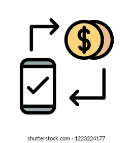 online transaction flat icon editable outline in business and finance 