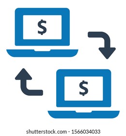 Online transaction icon. Vector graphics.