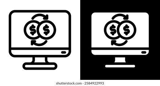 online transaction line and glyph icon, outline and glyph vector sign, linear and glyph style pictogram isolated on white and black. ecommerce symbol, logo, icon, illustration