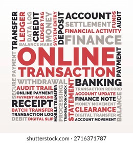 Transacción en línea Square Word Cloud, Términos de transferencia digital y pago de Banking Funds