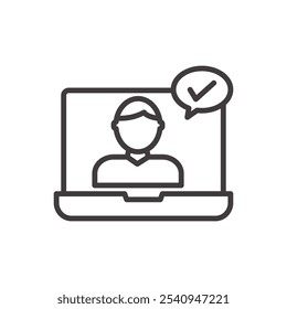 Online transaction stroke icon in black