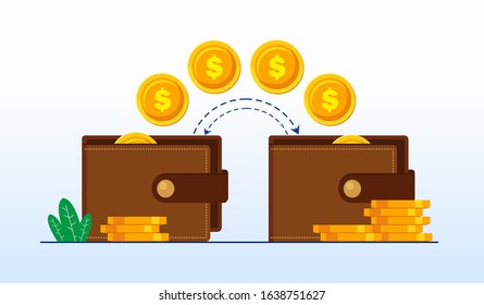 Online transaction, transfer, payment money, mobile banking technology landing page website illustration flat vector template 