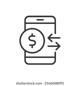 Online transactions, icon in line design. Online transactions, digital payment, online shopping, transaction, money transfer on white background vector. Online transactions editable stroke icon