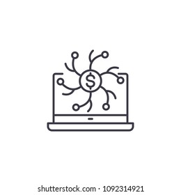 Online transactions linear icon concept. Online transactions line vector sign, symbol, illustration.