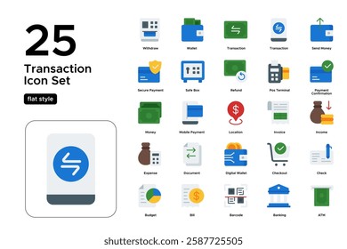 Online Transactions and Payment Icons. Credit Card, Mobile Banking, and E-commerce Symbols. Vector Illustration.