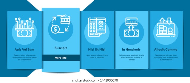 Online Transactions Vector Onboarding Mobile App Page Screen. Online Transactions, Secure Financial Payment Operation Linear Pictograms. Internet Banking Money Deposit, Currency Exchange Illustration