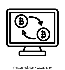 Online transfer Bitcoin  Vector Icon which is suitable for commercial work and easily modify or edit it

