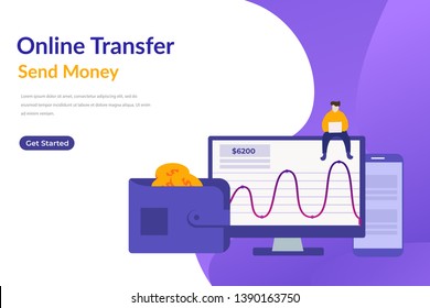 online transfer vector concept. online banking concept. saving money illustration for web landing page template, banner, presentation, Card, Book Illustration and print media