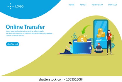 online transfer vector illustration concept, can use for, landing page, template, ui, web, mobile app, poster, banner, flyer