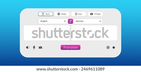 online translate app interface design. Web translator window ui