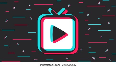 Online translation. Watching video content. The concept of social networks in human life. Dark digital background. Vector illustration