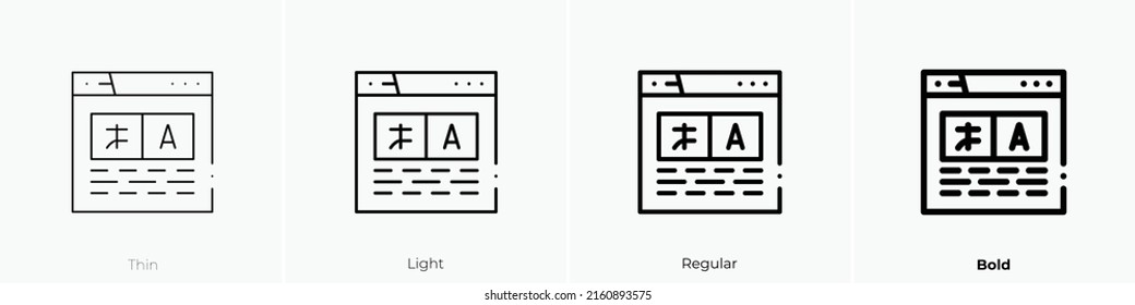 Online-Übersetzersymbol. Lineares Zeichen einzeln auf weißem Hintergrund. Vektorgrafik.