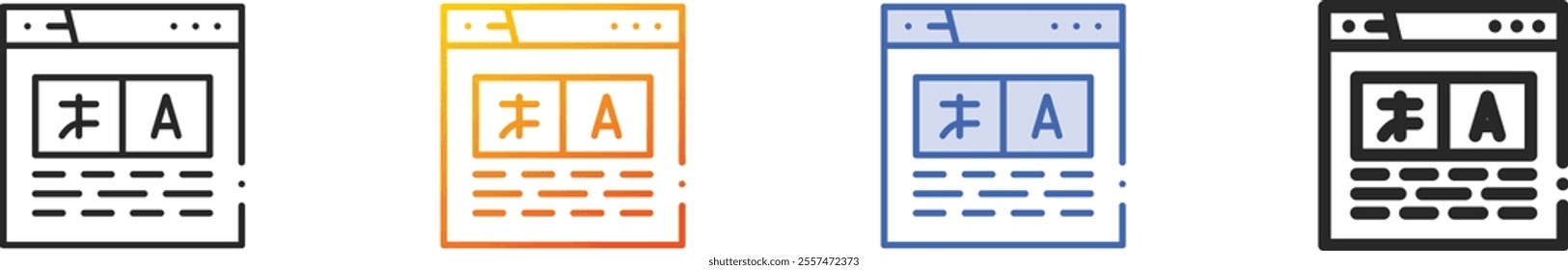 online translator icon.Thin Linear, Gradient, Blue Stroke and bold Style Design Isolated On White Background