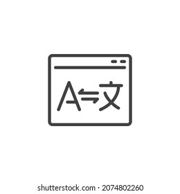 Online translator line icon. linear style sign for mobile concept and web design. Foreign language translation website outline vector icon. Symbol, logo illustration. Vector graphics