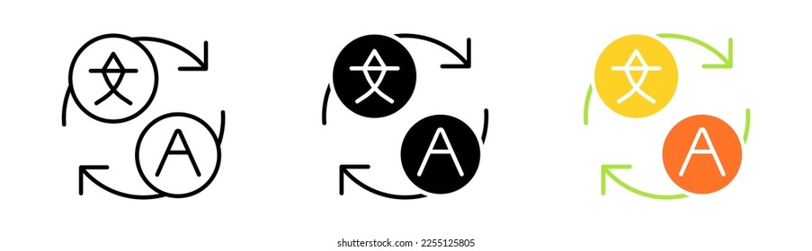 Online translator line icon. Website, translation service, foreign language, window, dictionary, communication. Vector icon in line, black and colorful style on white background