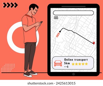 Ilustración vectorial de concepto de aplicación de transporte en línea