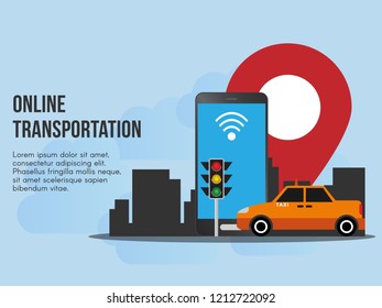 Online transportation concept. Ready to use vector. Suitable for background, wallpaper, landing page, web, banner and other creative work.