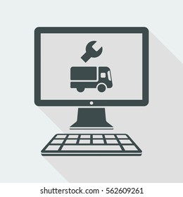 Online truck assistance - Vector flat icon