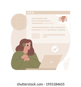 Online tutor abstract concept vector illustration. On demand homework, teacher online, home school, personal learning, video call, watch webinar, write notes, prepare for exam abstract metaphor.