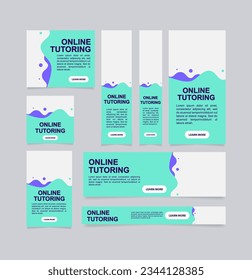Online tutor for college student web banner design template. Vector flyer with text space. Advertising placard with customized copyspace. Promotional printable poster for advertising. Graphic layout