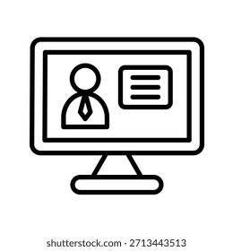 Tutor en línea Icono de esquema Ilustración vectorial